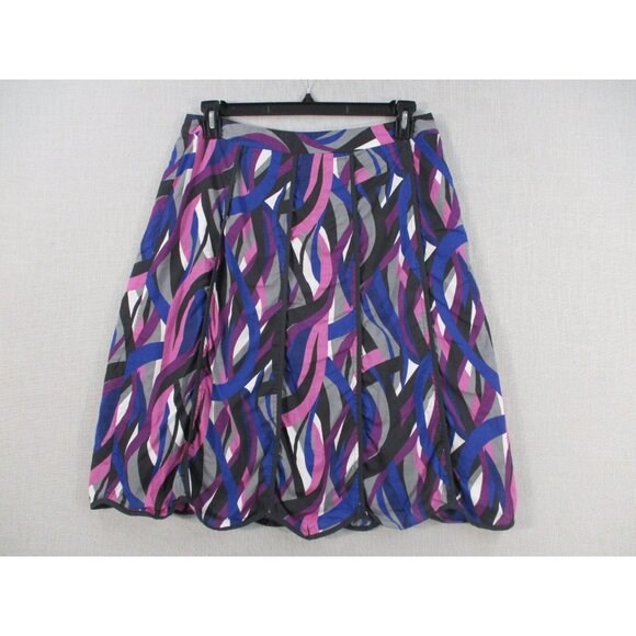 Mix Nouveau Womens Multicolor Abstract Skirt Scallop hem Size L - Picture 1 of 8
